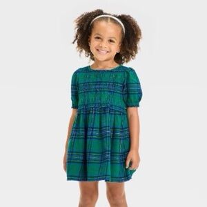 Cat & Jack Plaid Green and Blue Kids Dress 3T NEW